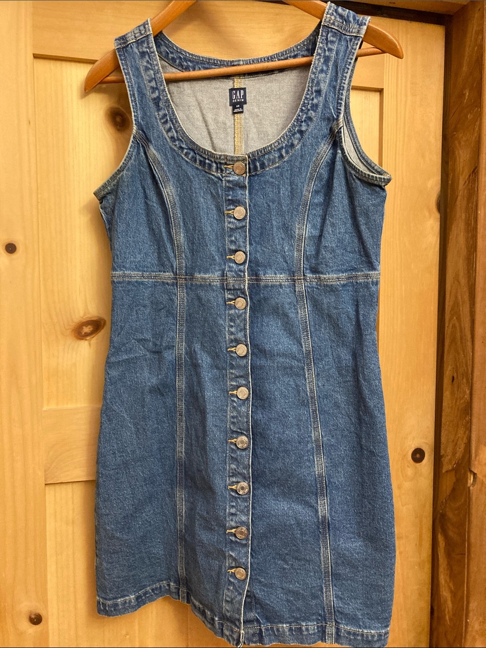 GAP Denim Button-Front Sleeveless Dress